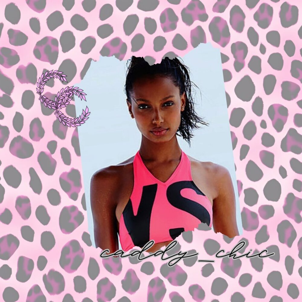 NWOT Victoria's Secret Halter Bikini Top - Pink & Black, Size Large